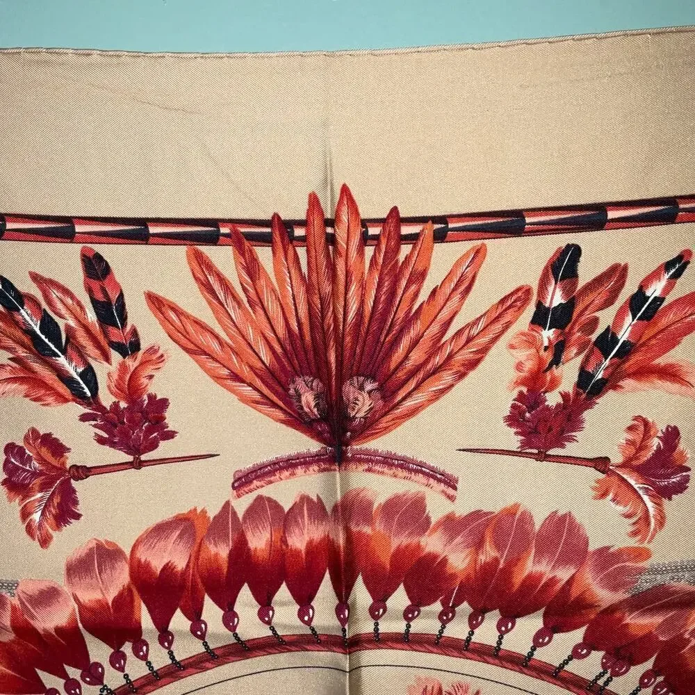 Hermes Vintage BRAZIL Feather Motif Silk Scarf 90cm Square - Picture 11 of 15